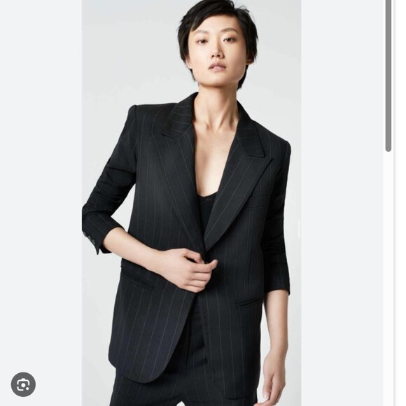 Smythe | 90's Blazer Oversized Black Pinstripe Jacket Single Button Size M - Picture 10 of 10